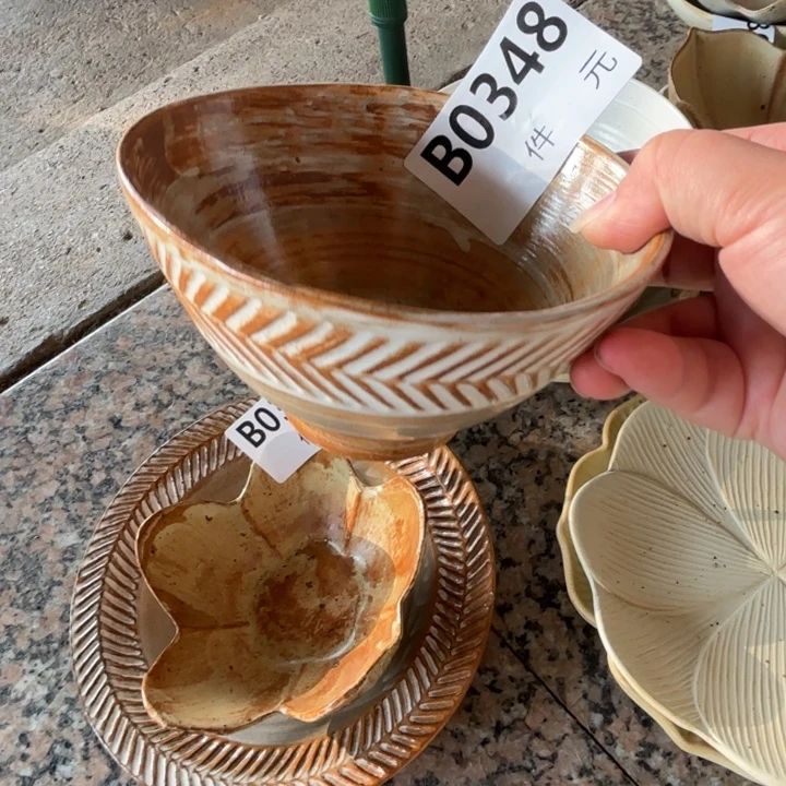 小***爷碗348粗陶麦穗米饭碗1个