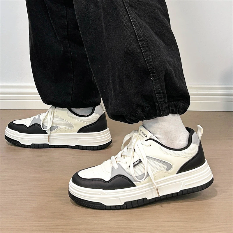人本休闲板鞋男款2026春季新款运动鞋子潮鞋百搭厚底增高小白鞋男