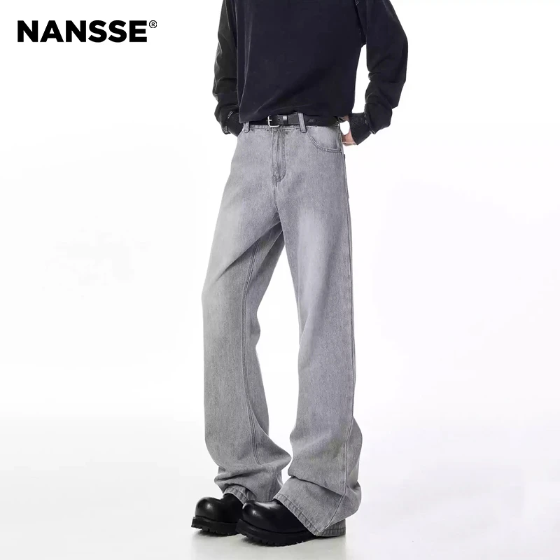 cleanfit巴黎bootcut黑色弯刀微喇牛仔裤男vibe美式修身直筒裤子