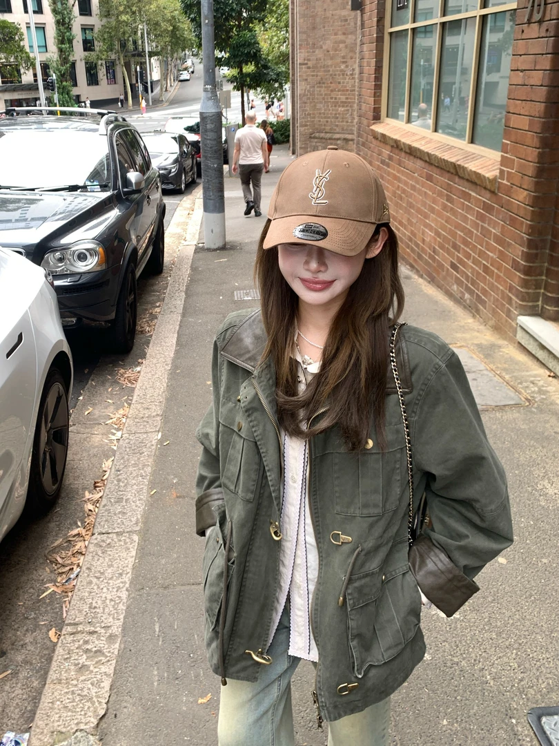 DEEMOSTUDIO【韩女出街BI备】三重水做旧复古感工装夹克外套 WZ2937