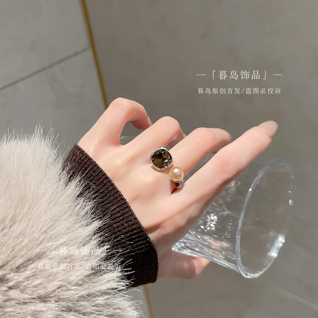 【暮岛饰品】珠珠方糖简约开口戒指轻奢高级A152