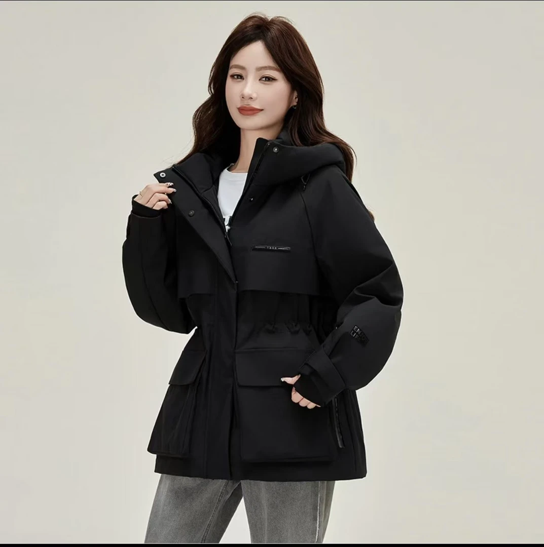 0307立领连帽收腰时尚百搭加厚新品工装派克服女