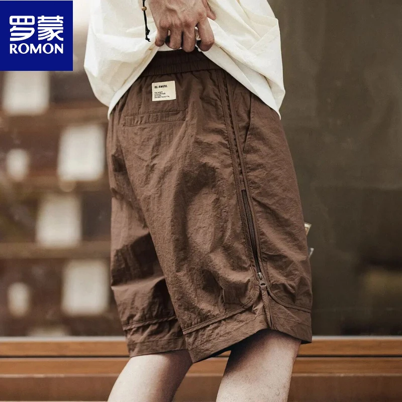 罗蒙山系户外潮牌工装短裤中裤裤子男夏季潮牌宽松薄款冰丝五分裤