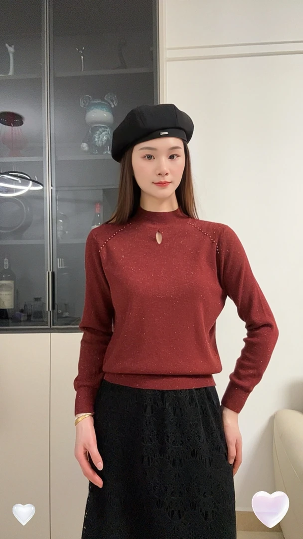 【衣联服饰】精品妈妈款简单大方高领打底上衣8660