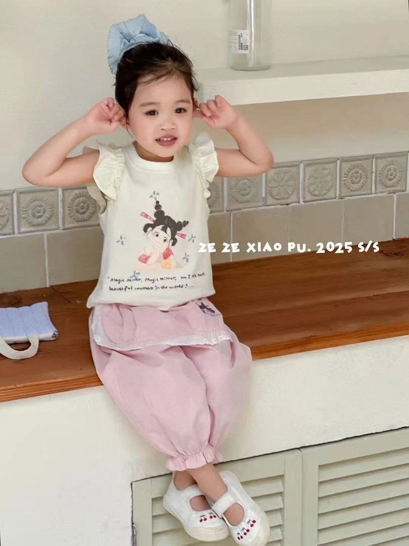 2530石矶娘娘夏新款女童套装薄款