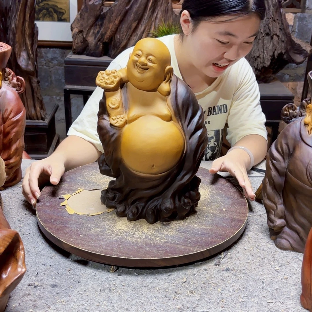 哥***说香樟木如意弥勒佛