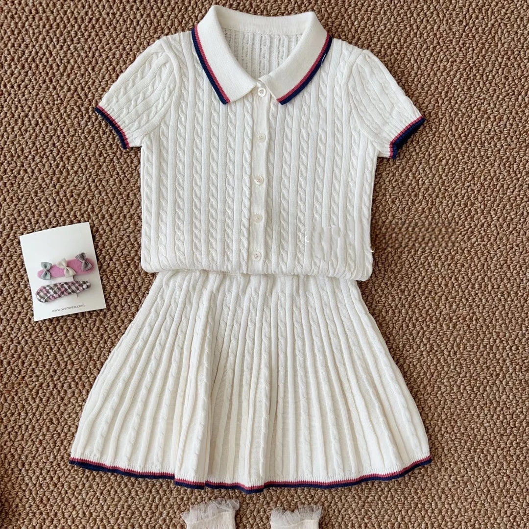 2025女童套装学院针织风