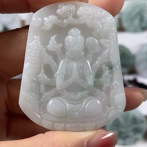 翡翠颈饰未镶嵌千手观音福利