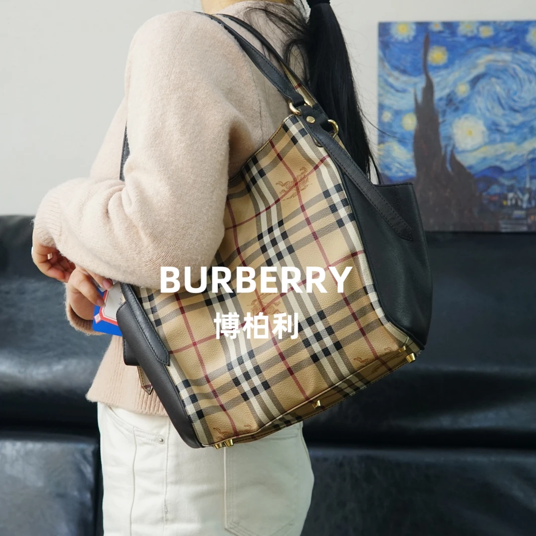 95新 BURBERRY/博柏利 巴宝莉/格纹拼皮单肩包/HD02624034/4034