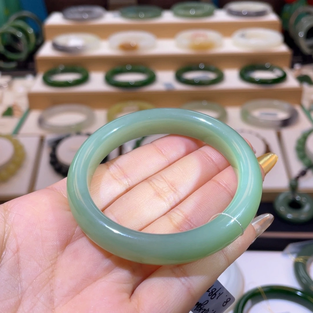 和田玉收藏级粉青手镯52、53未镶嵌