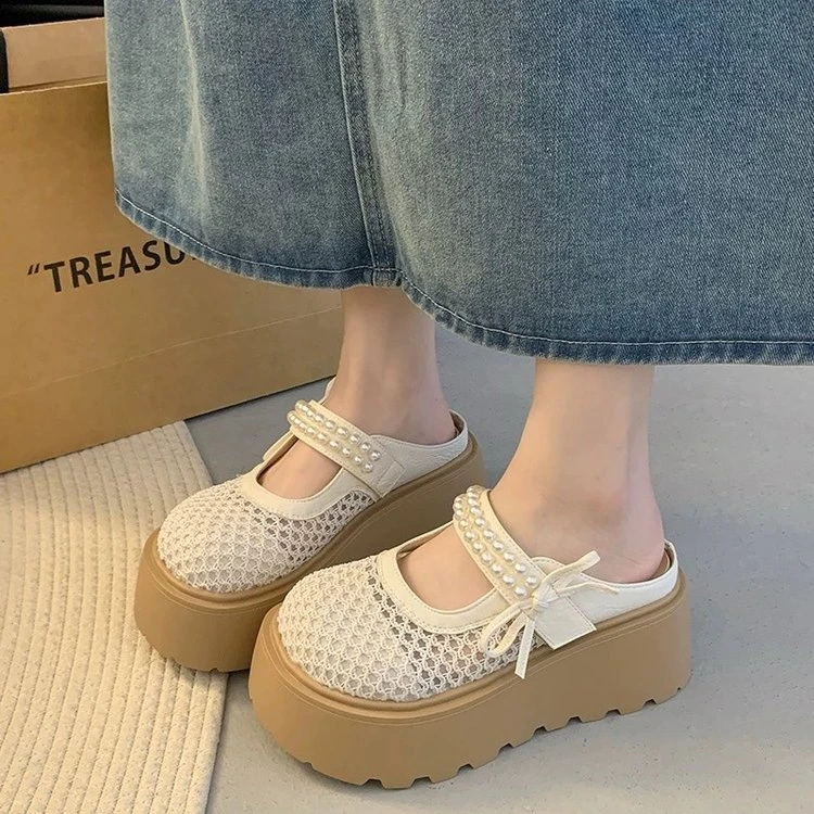 休闲风厚底内增高8CM小个子勃肯凉拖鞋女夏外穿2025新款网面包头