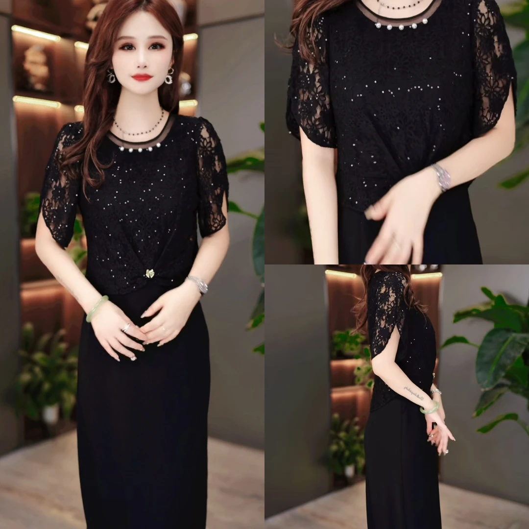 夏季时尚连衣裙2025新款气质显瘦时尚百搭收腰连衣裙MY25K1606款