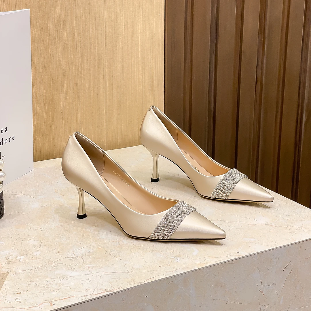 【DR设计师联名】性感御姐范黑色高跟鞋韩版新款法式少水钻细跟浅