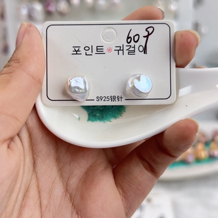 淡水珍珠耳饰银S925镶嵌