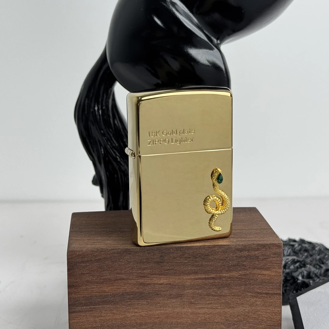 ZIPPO打火机 镜面镀金蛇 常规煤油打火机 DYJ1