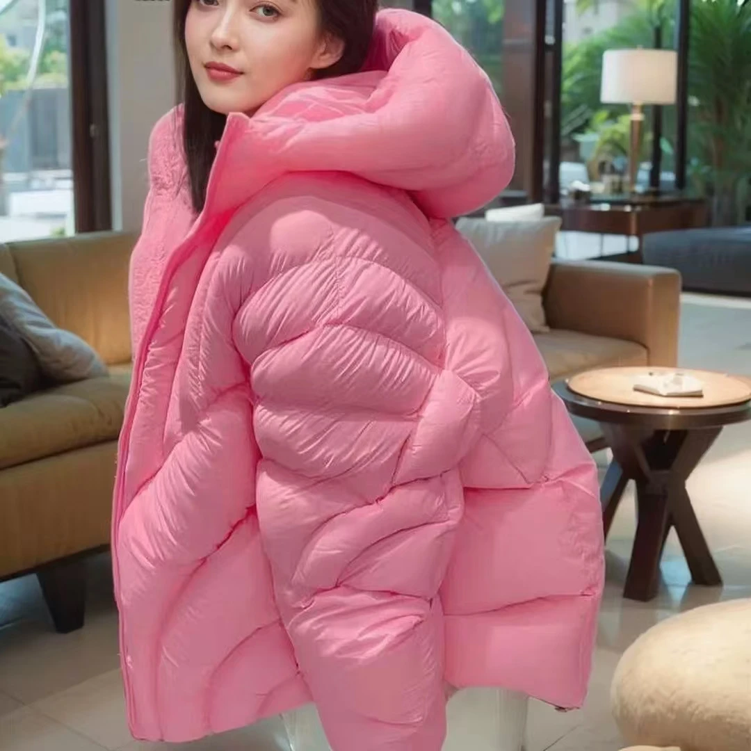 冬季江南外套短款轻簿柔软户外羽绒服女面包服连帽时尚网红白鸭绒