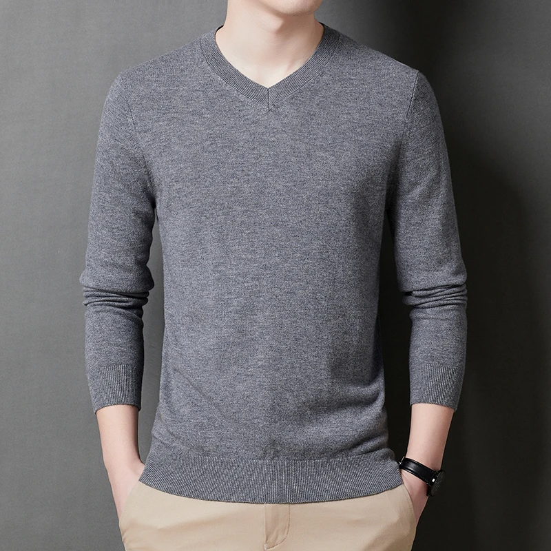 【冬款】【半精纺】【鸡心领】【100%澳洲绵羊毛】男士打底衫针织YM121