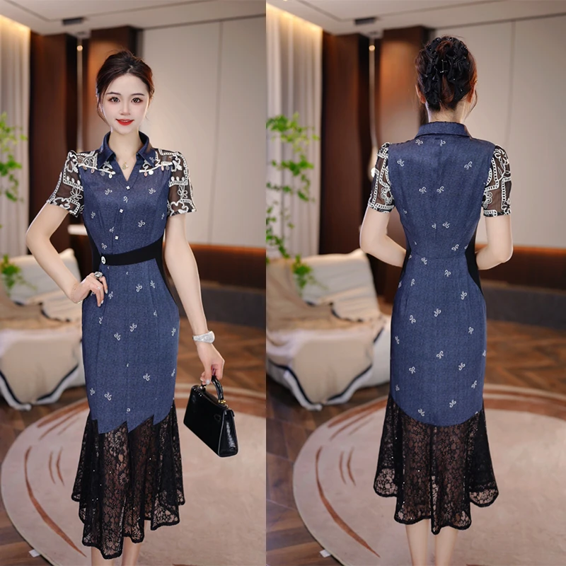 【捕梦网】2025夏季新款波点连衣裙显瘦时尚长裙轻奢女人味打底裙