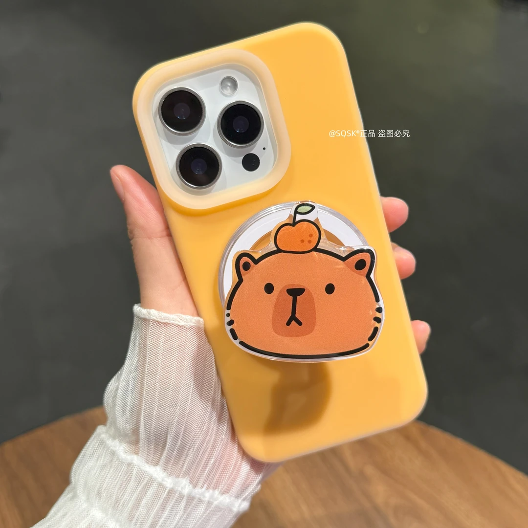 ins适用iphone16pro手机壳液态硅胶15promax卡皮巴拉磁吸支架软边