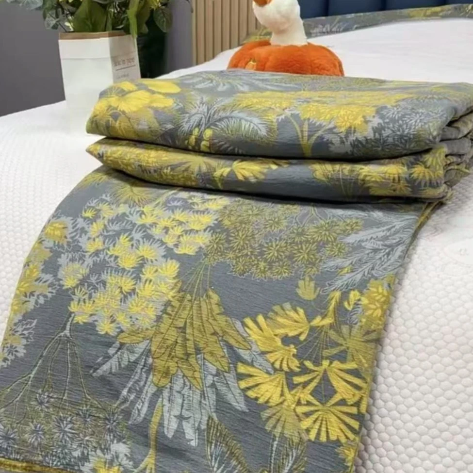 【好温馨专享】 高端精品色织双层纱夏被四件套-发财树