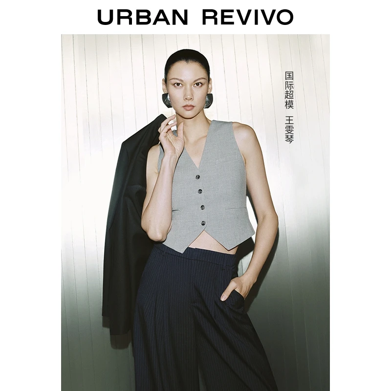 【超模同款】UR2025春季新款女装轻通勤纽扣马甲外套UWM150007