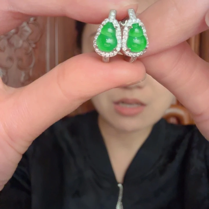 翡翠银S925镶嵌吊坠(不含链)耳饰