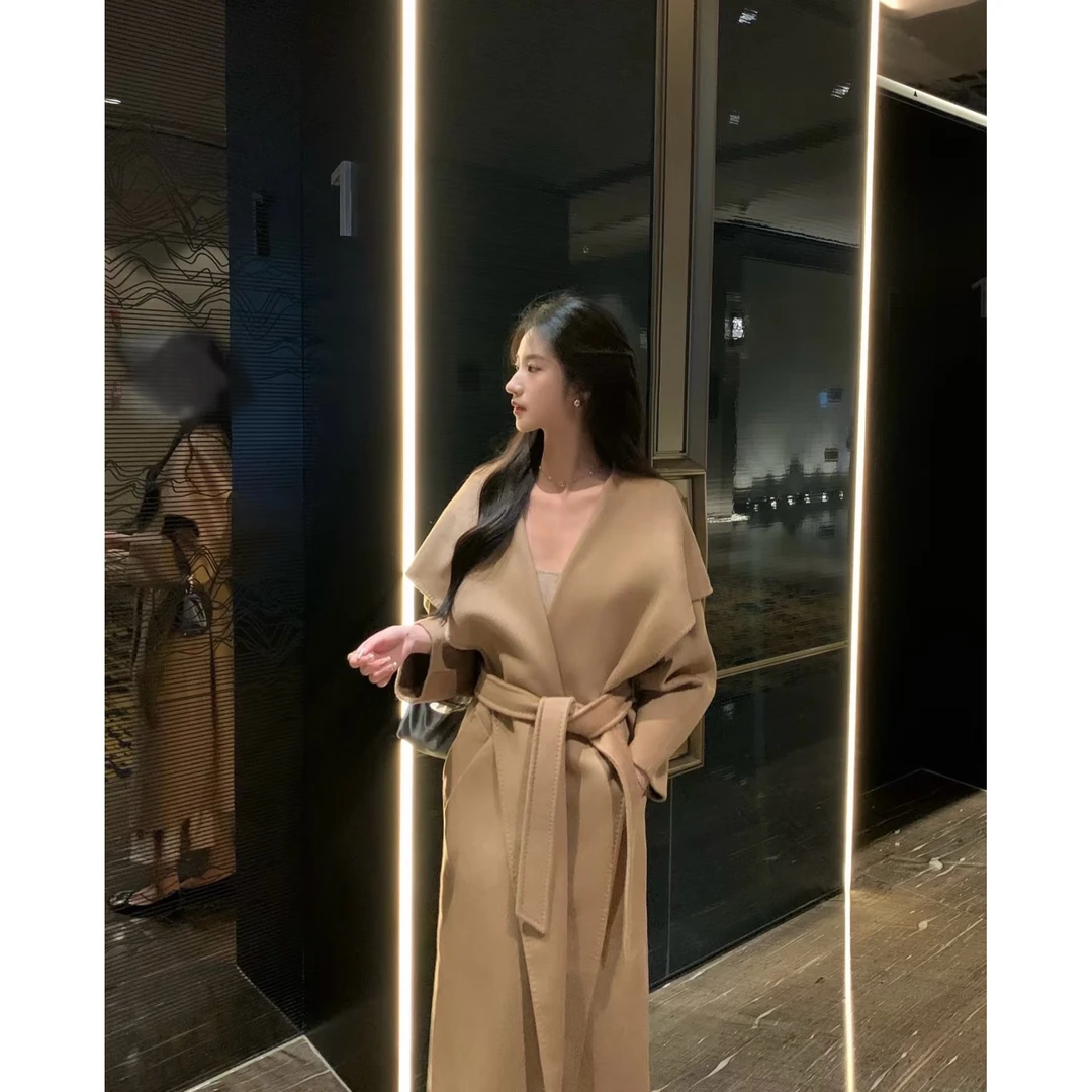 【D1111-D1120】时尚秋冬款双面尼大衣韩版浴袍风网红纯绵羊毛外套