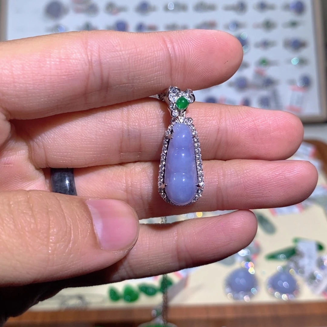 翡翠吊坠(不含链)银S925镶嵌吊坠