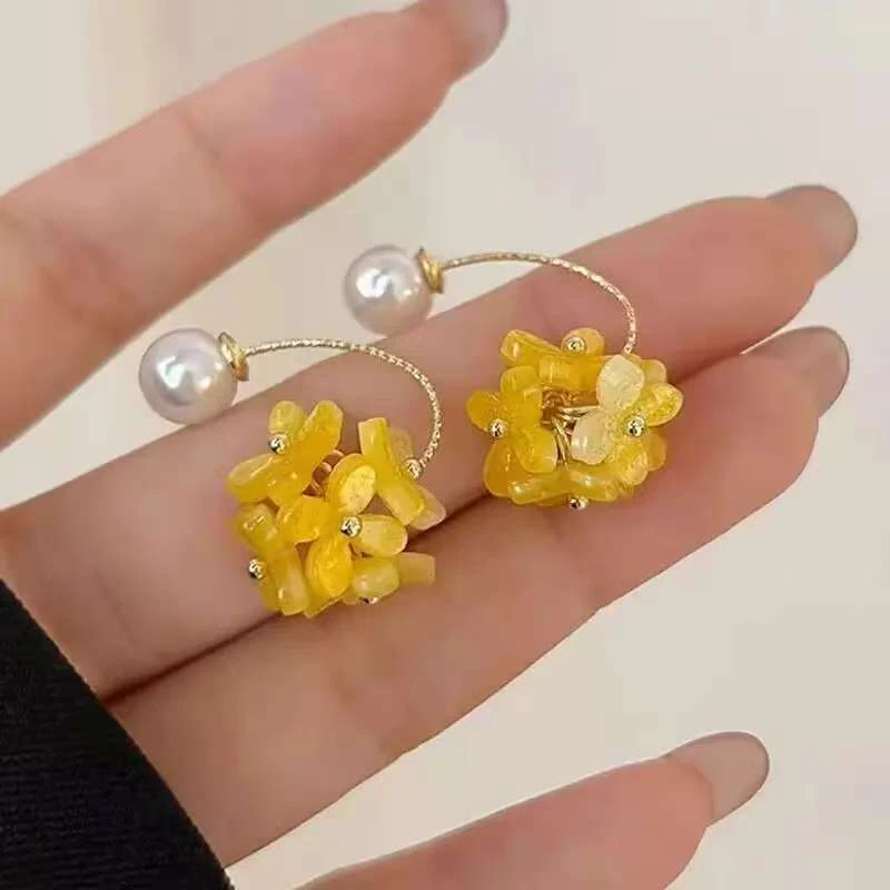 合金耳饰 耳环2025新款爆款高级感超仙桂花流苏耳钉女轻奢耳饰