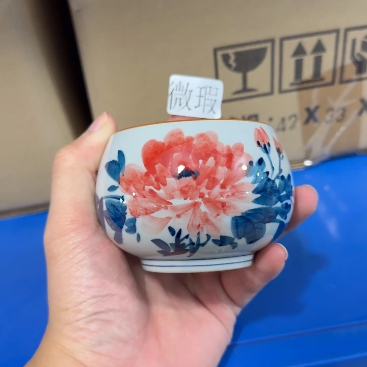 釉下手绘茶具微瑕