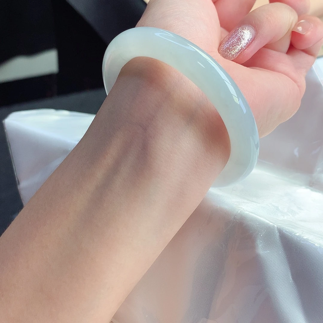 未镶嵌手镯翡翠天然A货翡翠52冰胶洁白无瑕主播自留款完美镯