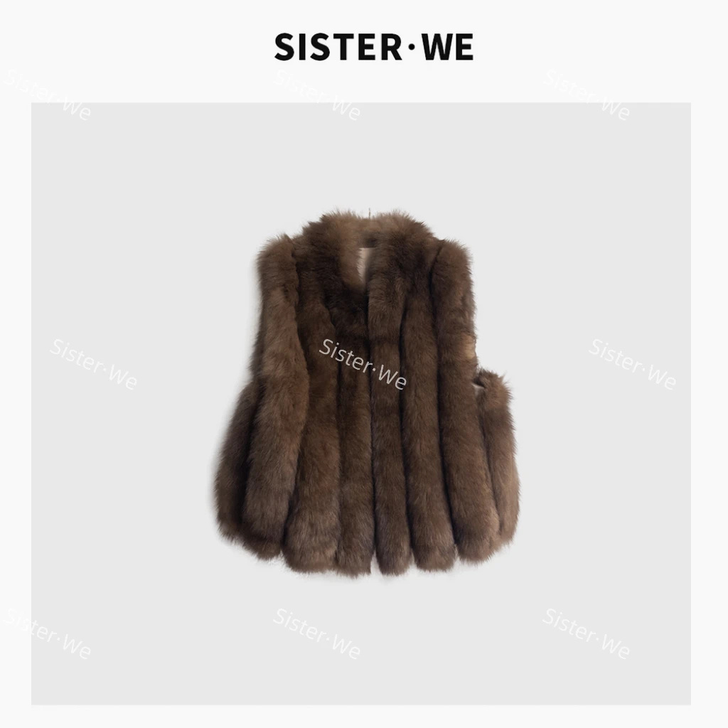 薇姐【暮岛】Sister·We竖条设计感狐狸毛皮草马甲   536