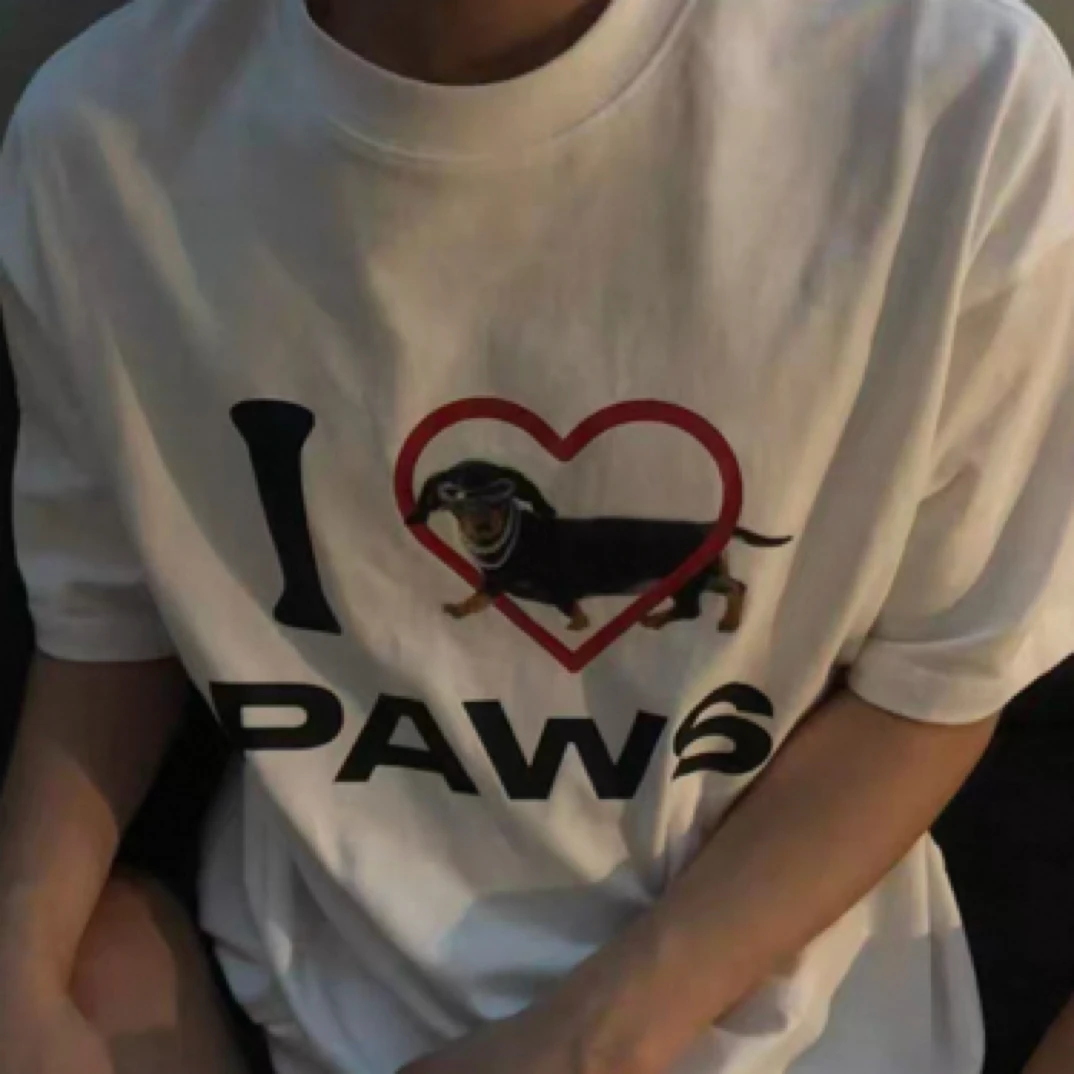 FR腊肠狗宽松圆领纯棉短袖