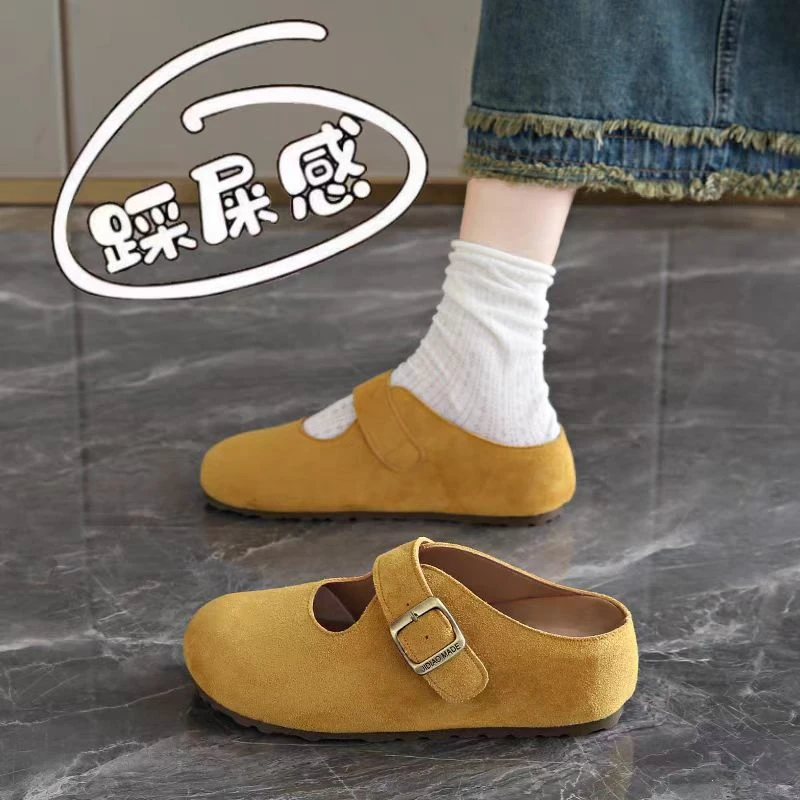 增高厚底百搭勃肯鞋平跟包头包头拖半拖平底春夏秋季ins日系休闲