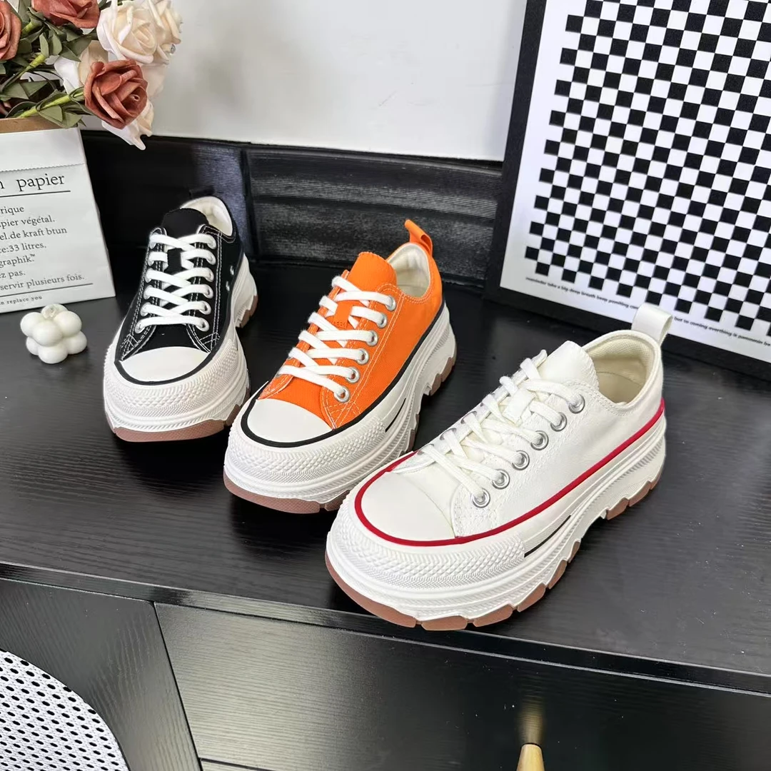 春季新款舒适休闲时尚女鞋平底鞋帆布鞋低帮系带0201