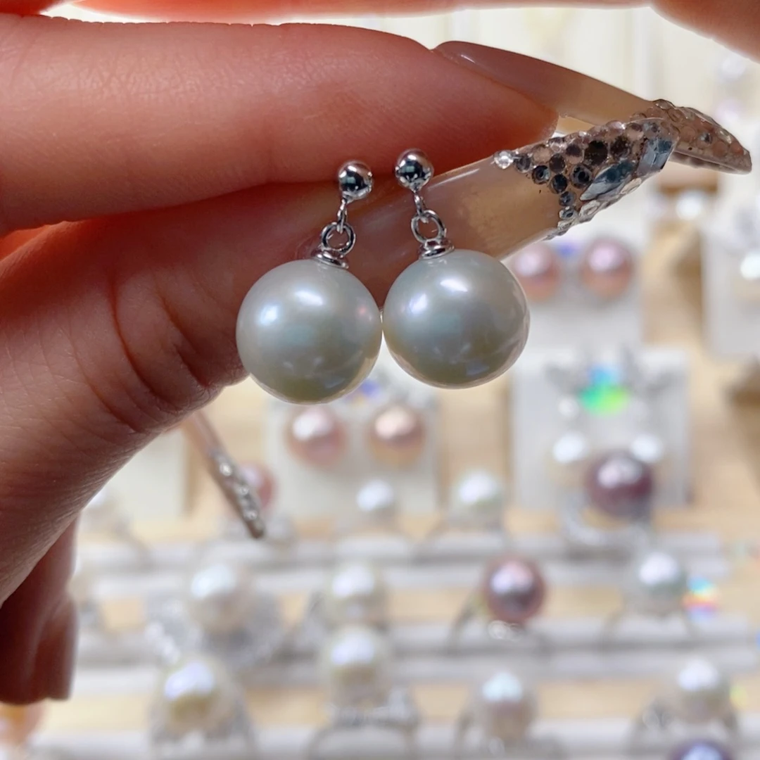 淡水珍珠耳饰银S925镶嵌