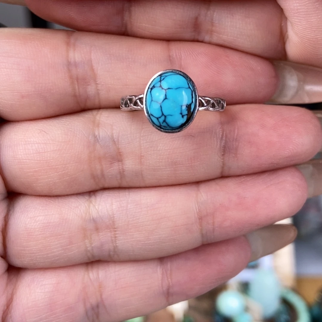 银S925镶嵌绿松石珠宝奇石叶*