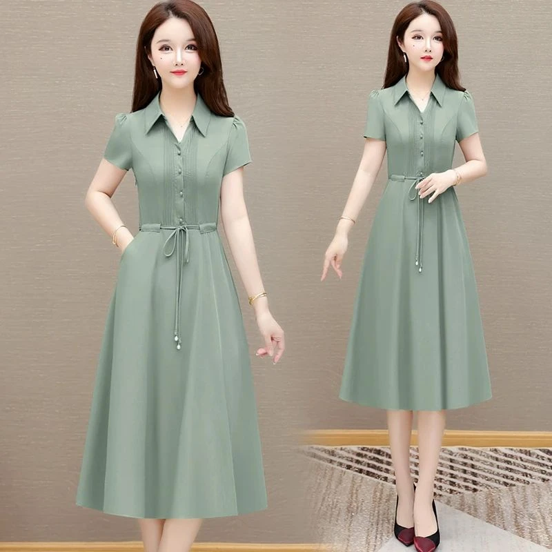 广州十三行女装高端连衣裙女夏2025新款轻奢高级气质小个子妈妈裙