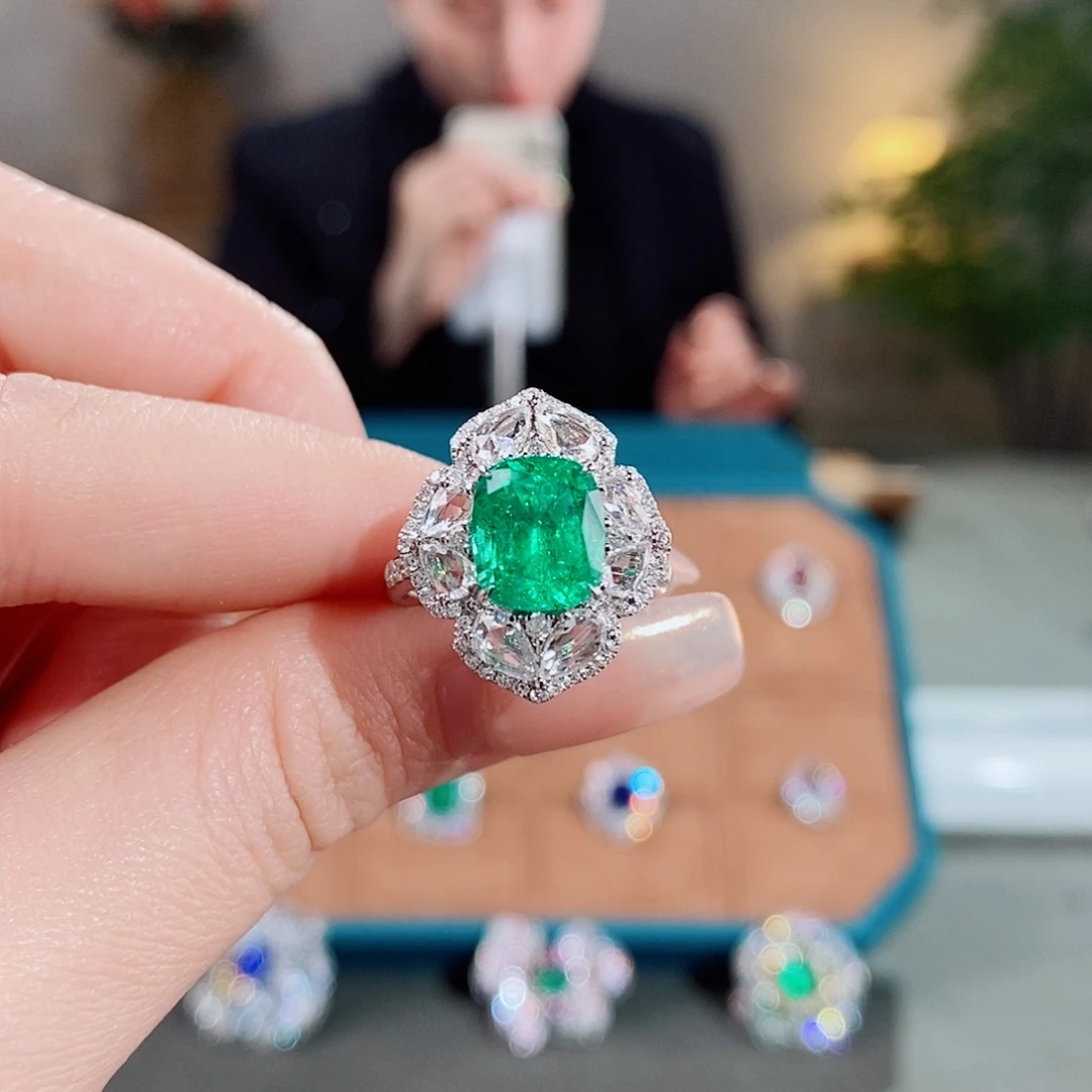 祖母绿戒指18K金镶嵌2.88ct微油vvg吉尔德两用款