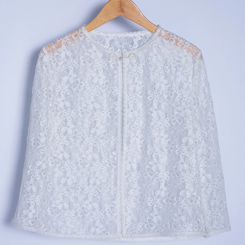 徐永良  56686【圆领白色】蕾丝披肩上衣