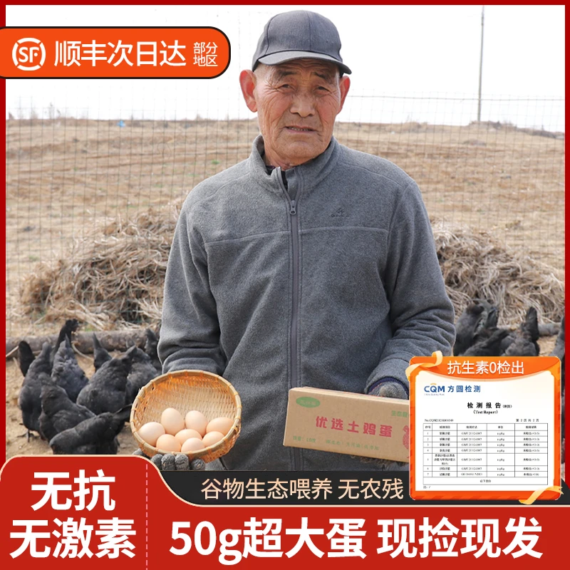 【顺丰上门】无抗土鸡蛋50-55g农场直发高山散养鲜鸡蛋破损包赔