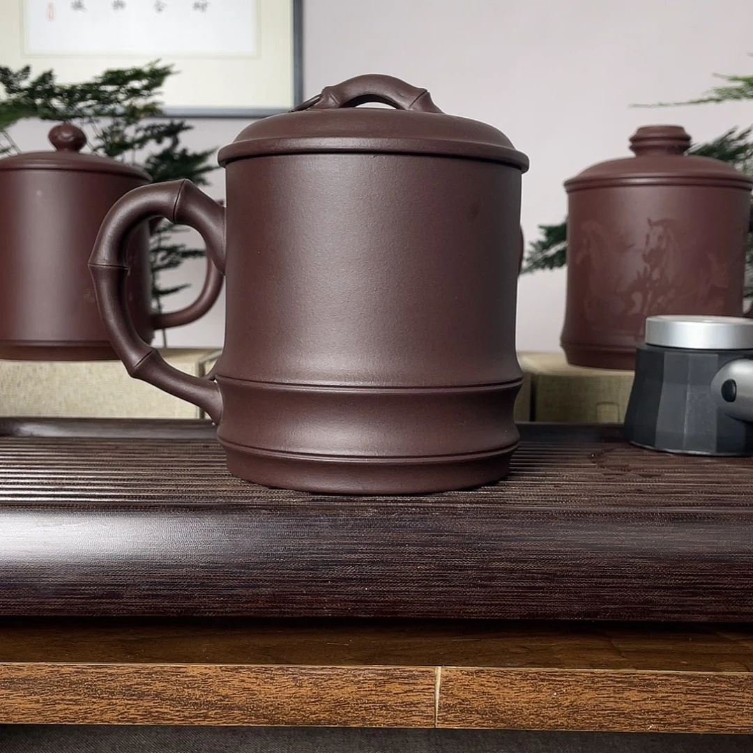 紫砂茶杯素杯大竹段600cc