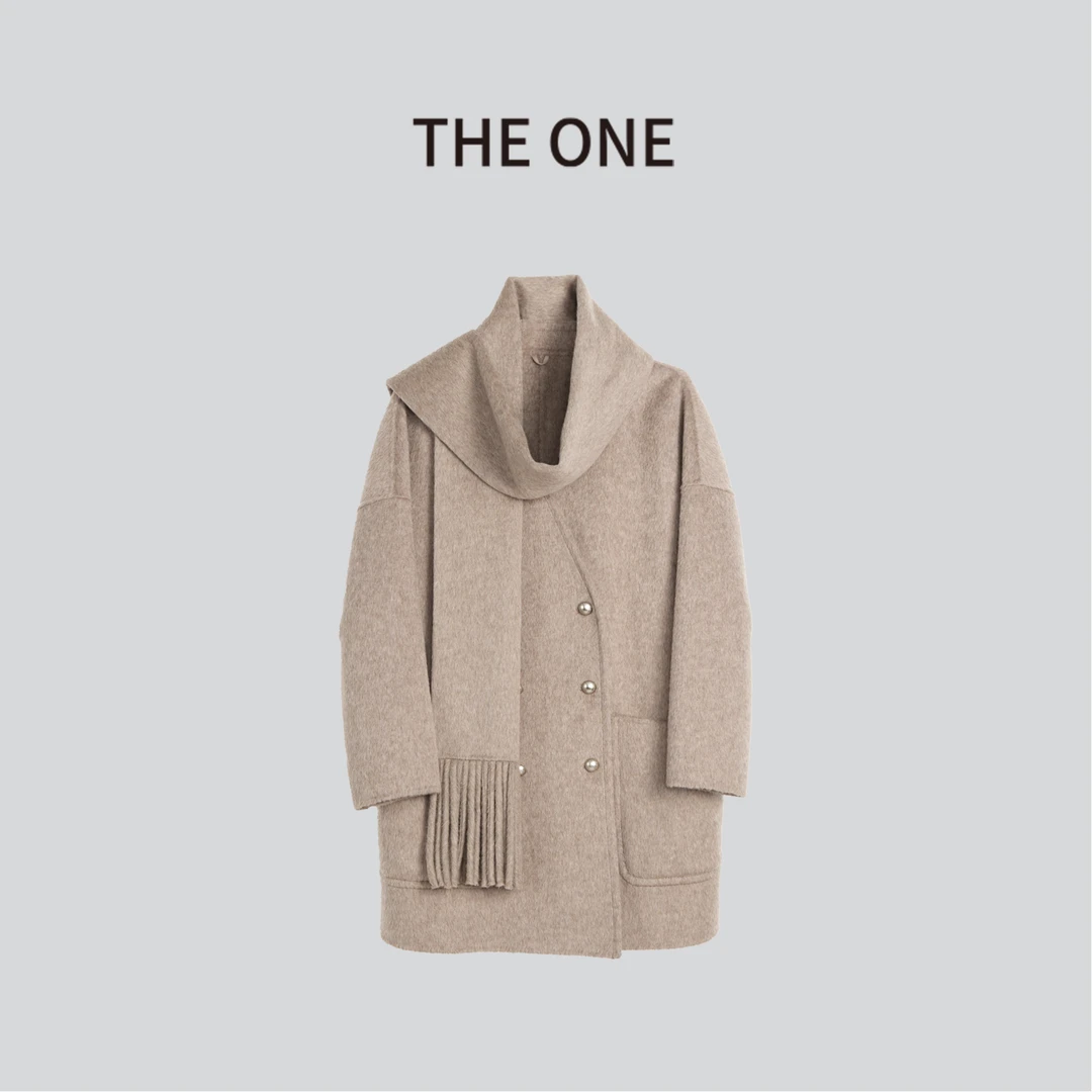 The One【驼绒丝语 (带围巾)】2025秋冬羊毛混纺双面呢大衣N53A0212