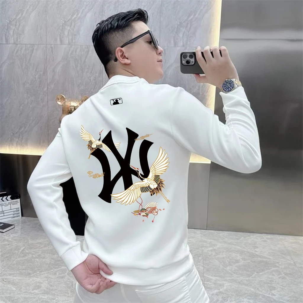 秋季长袖圆领男耐磨秋冬拼色卫衣拼接宽松型印花字母