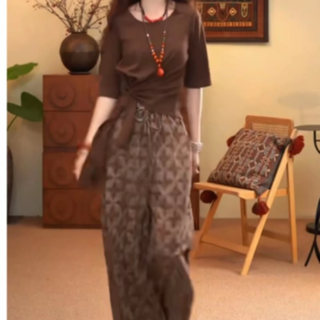 时尚洋气显瘦上衣印花裤子夏季新款女装