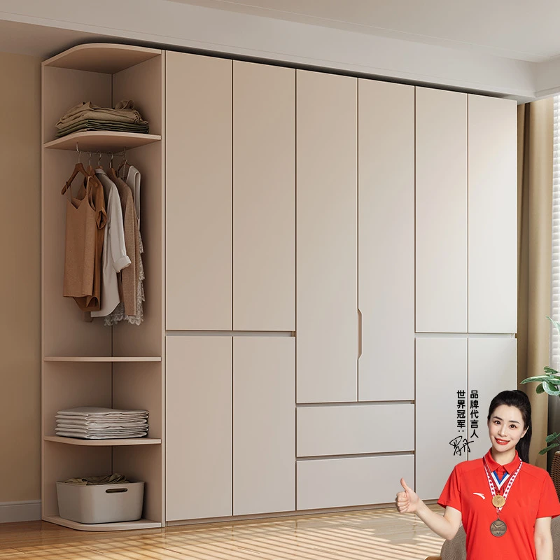 分段式衣柜免拉手ENF级成品衣橱FAS级环保橡木实木卧室家用衣柜