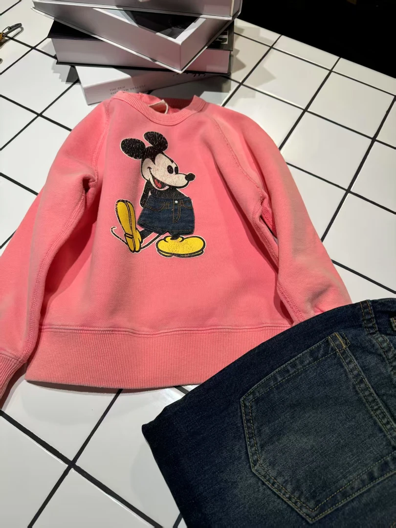 「LIUYI」春季DD日系男女童复古做旧卡通贴布卫衣 2473