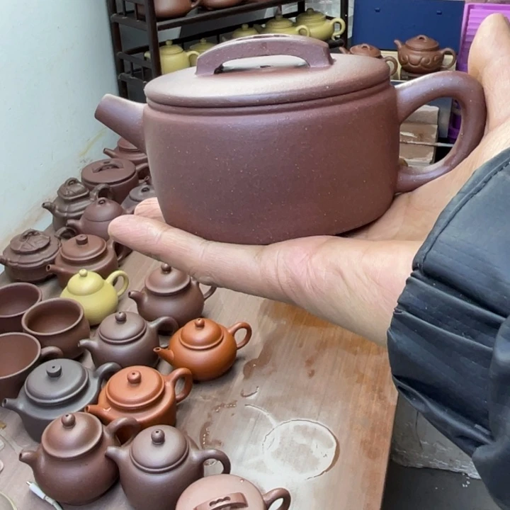 茶壶紫砂封釉羊角山紫泥大汗瓦容量约230毫升