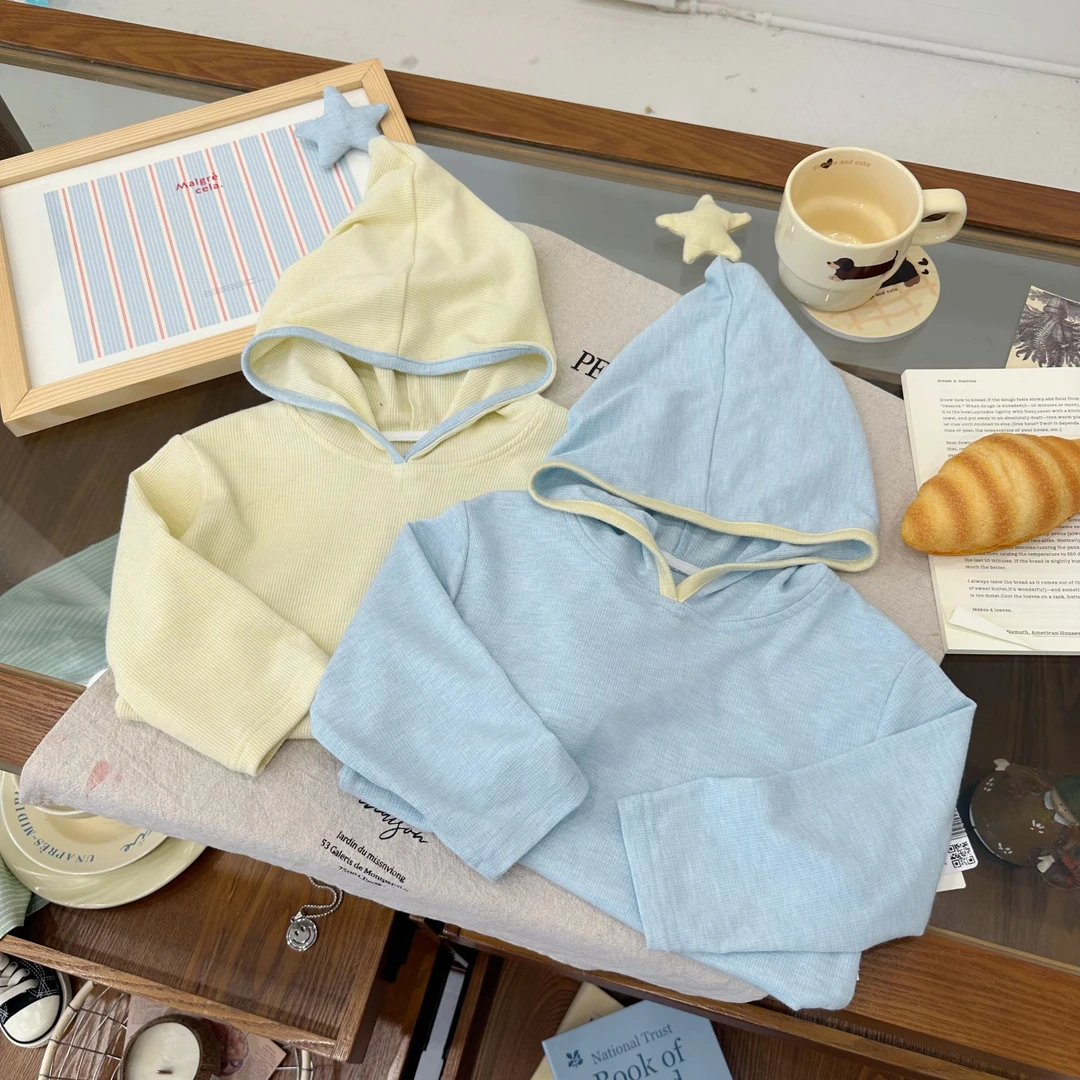 【星星人】QY255313橘止皮男小童2025新品精灵帽连帽打底衫