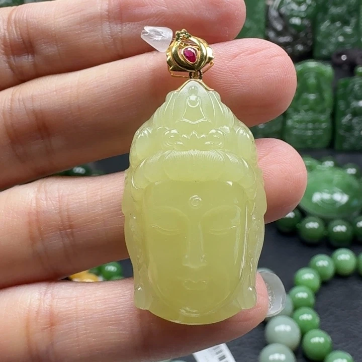 和田玉18K金镶嵌颈饰